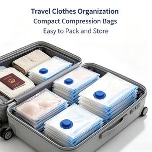 Transparent <b>Vacuum</b> Compression Storage <b>Bags</b> Foldable Space Saving Organizer Pouches for Clothes Blankets Bedding Travel - Product Image 3