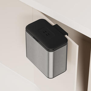 Poubelle de cuisine rectangulaire en acier inoxydable avec couvercle, à suspendre sur porte d'armoire, pour usage intérieur - Product Image 5