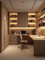 Bureau et armoire intégrés sur mesure pour le télétravail, poste de travail moderne et minimaliste avec étagère, service OEM ODM disponible