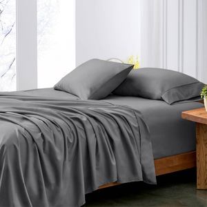 Ánh sáng màu xám sang trọng siêu mềm microfiber 4 Mảnh gối Nữ hoàng tấm ga trải giường thiết lập dễ dàng phù hợp với túi sâu với tính năng làm mát khách sạn - Product Image 2
