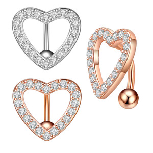 Anillo de ombligo al revés con forma de corazón, joyería de acero inoxidable, botón, hueco, a la moda, Sexy - Product Image 1