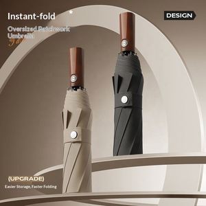 Free Three-Folding Automatic <b>Umbrella</b> Memory Patch Windproof UV Protection Extra-<b>large</b> 8 Ribs Solid Wood Handle Support - Product Image 2