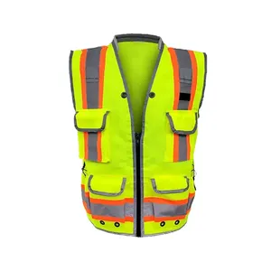 Safety High Quality Windproof Engineering Hi Vis Safety High Visibility Reflective Safety Jackets Softshell With Pocket Cotton J