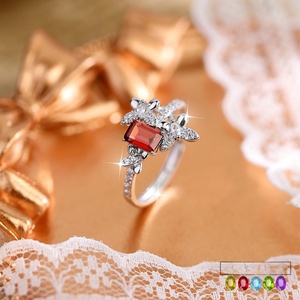 9 Fine 4*6mm Emerald Cut Natural Stone Butterfly <b>Adjustable</b> <b>Rings</b> 925 Sterling Silver 14K Gold Women's Wedding Party Statement - Product Image 2