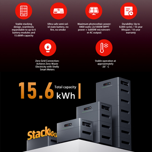 ระบบพลังงานแสงอาทิตย์แบบพกพาออลอินวัน 2.6kWh-15.6kWh 2.4kW สำหรับบ้าน พร้อมแบตเตอรี่ลิเธียม 51.2V แบบเรียงซ้อนได้ เหมาะสำหรับระเบียง - Product Image 4