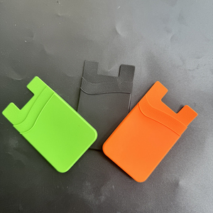 Custom logo Adhesives Pocket Upgraded 2 Layers Stick on Mobile Phone case Back Side Silicone Credit Card Holder Wallet - Product Image 3