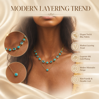 Collier SongYi Minimaliste en Pierre Bleu Sarcelle pour Femme, Formes Mixtes, Chaîne Dorée Élégante, Ras-de-cou, Bijou Tendance