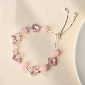 Woying Verstelbare Vier Klavertje Armband Met Natuurlijke Crystal Charms Legering Gold Tone Gelaagde Sieraden Voor Vrouwen Cadeau - Product Image 4