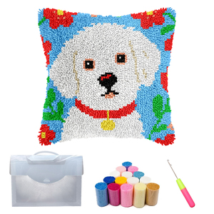 Custom Pattern DIY Puppy Latch Hook Pillow Kit Handmade Home Decor Yarn Decoration Craft Gift Textile & Fabric Crafts