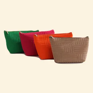 Multicolor Jacquard Pattern Makeup Brush Up Bag Toiletry Pouch Terry Cloth Makeup Pouch Custom Logo Towel Cosmetic Bags