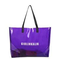 Grand sac à main de Shopping Transparent en gelée de vinyle imperméable à la mode, Logo personnalisé, fourre-tout Transparent en plastique PVC néon, sac de plage