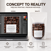 Sachet Doypack Translucide Givré Personnalisé avec Logo pour Emballage de Poudre de Café, Sac en Plastique Mat Anti-Fuite avec Fermeture Éclair