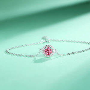 Pulsera de Plata de Ley 925 para mujer, pulsera de moissanita rosa, diseño moderno, joyería fina para mujer, el mejor regalo para fiesta - Product Image 5