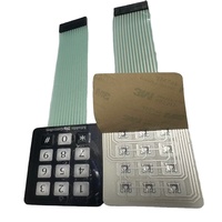 Keypad Membran Switch 3*4 Matriks Embossed 3M467 Perekat Pengontrol Jarak Jauh LED Backlit Warna Kustom Perak/Tembaga FPC