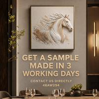 Peinture murale de luxe 3D en relief sculpté, motif cheval beige et or, pour hôtel de luxe, salle à manger, suite, vente en gros, personnalisable
