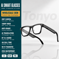 Lunettes Caméra Bluetooth 5.4 avec Réduction de Bruit ENC Double Micro, Traduction IA en Temps Réel, Appels Téléphoniques, 4h d'Autonomie en Conversation, Musique 7h, Vidéo 1080P, IPX5