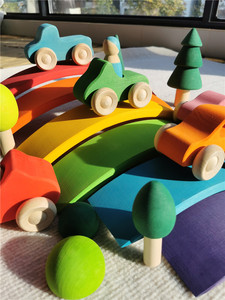 Giocattoli in Legno per Bambini, Auto e Alberi Arcobaleno in Legno di Tiglio, Blocchi da Costruzione per Bambini - Product Image 6