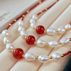 All'ingrosso naturale di agata rossa e <span class=keywords><strong>perla</strong></span> di gioielli raffinati colli per le donne - Product Image 6