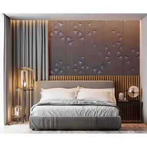 Usine En Gros PU Cuir Art3D Pvc Textures Décoratives Noir Panneaux 3D Or TV Panneau Mural Salon JOB-044