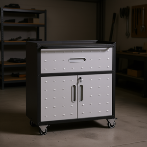 Gabinete de herramientas Db con 1 cajón, metálico, móvil, resistente, con ruedas con bloqueo para almacenamiento en garaje, estilo industrial. - Product Image 2
