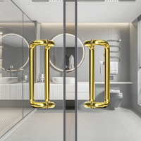 Puerta de Ducha de Vidrio sin Marco con Marco Circular de Acero Inoxidable 304 para Baño de Hotel Moderno, con Manija Ambidiestra de Empuje y Tracción