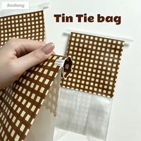 Sac en papier kraft blanc écologique de qualité alimentaire avec fenêtre, refermable avec fermeture à boucle, pour biscuits et produits de boulangerie