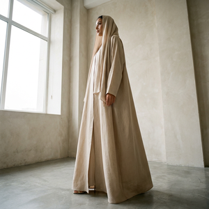 CUSTOM Premium Twill Women Muslim Abaya with <b>Modest</b> Inner Dress Wholesale Islamic Full Length <b>Modest</b> Abaya 2 Pieces <b>Set</b> - Product Image 3