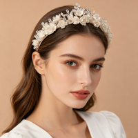 Couronne florale romantique en résine douce, diadème vintage en cristal pour bal de promo et anniversaire