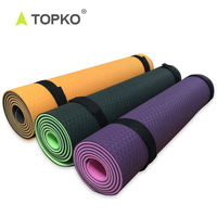 Tapis de Yoga TOPKO Antidérapant Écologique pour Exercice, Double Couche en TPE, Épaisseurs 4mm, 5mm, 6mm, 8mm