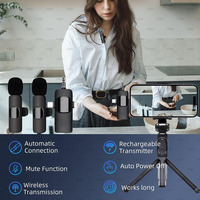 Mini Microphone Sans Fil Lavalier K15 pour iPhone Android Appareil Photo, Micro Clip Professionnel à Réduction de Bruit pour Enregistrement