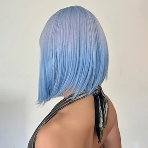 Stock di fabbrica Short Blue Ombre <span class=keywords><strong>capelli</strong></span> sintetici lisci con frangia corta Bob Cosplay parrucca per donne quotidianamente resistenti al calore - Product Image 4