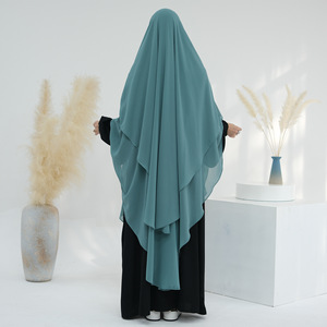 Khimar Lungo a Due Strati in Chiffon, Traspirante per Tutte le Stagioni, Abbigliamento Islamico Africano per Bambini, <span class=keywords><strong>Bandana</strong></span> Etnica - Product Image 2