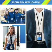 Porta Tarjetas de Identificación Multifuncional de Diseño Personalizado y Alta Calidad con Correa de Poliéster con Impresión de Serigrafía y Accesorios de Gancho