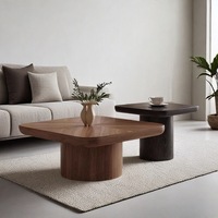 Table basse carrée moderne en noyer de style minimaliste italien, combinaison pour petit salon