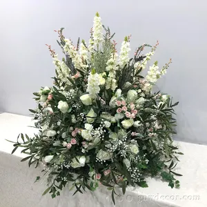 GNW Wedding Flower High Simulation White Rose Artificial Blossom Wreaths Wedding Decoration