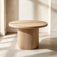 Table basse ronde en chêne massif de style moderne BH03 avec base à cannelures, chaise de salle à manger pour enfants