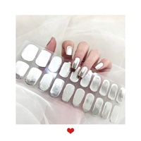 Autocollants pour ongles en plastique 3D pré-cuites effet chrome, couvrance totale, personnalisables, sans UV, sans lampe UV, DIY Noël