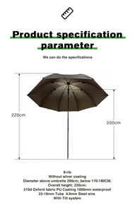 Vente en gros de parapluie de pêche à la carpe imperméable pliable en tissu Oxford PU - Product Image 2