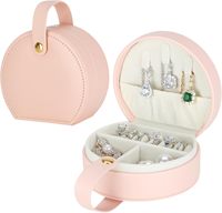 Portable voyage Mini boîte à bijoux petit étui à bijoux poignée supérieure en cuir bijoux anneau organisateurs étui filles femmes