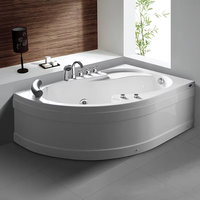Baignoire de massage en acrylique pour 1 ou 2 personnes avec jets de spa, système de bulles d'air et cascade pour salle de bain d'hôtel