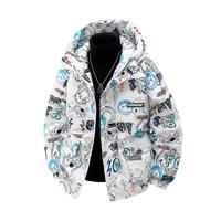 Blousons matelassés à capuche pour hommes grandes tailles, imprimés graffiti intégral, chauds, imperméables, décontractés, style dessin animé, personnalisables, pour l'hiver, Fabricant