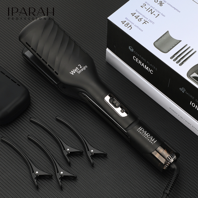 IPARAH P-100 BLDC Ceramic-Coated Multi-Temperature Universal Voltage Dry & Straight Hair 2IN1 Ionic Professional Hot Air Styler