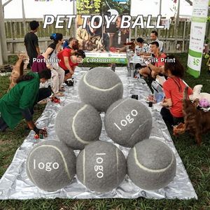 Juguetes de ejercicio portátiles para mascotas estilo dibujos animados al por mayor, pelotas de tenis de goma para clubes con logotipo personalizado, de fibra química - Product Image 2