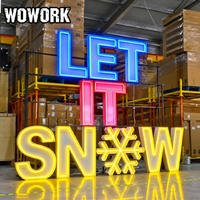 WOWORK Vente flash Lettres et chiffres géants en métal pour mariage, décoration extérieure, empilables, 3 pieds, 4 pieds, lettres lumineuses LED pour événements, fournitures de fête