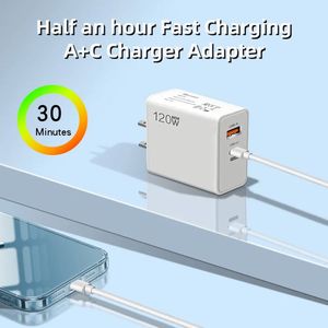 ที่ชาร์จโทรศัพท์มือถือแบบเร็วพิเศษ 120W หัวชาร์จแบบ A+C รองรับปลั๊ก EU US UK สำหรับ Samsung และ Xiaomi - Product Image 5