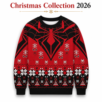 Pull de Noël à motif d'araignée, imprimé numérique 3D, pull de fête, motif flocon de neige, tricot unisexe personnalisé