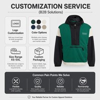 Veste Anorak Homme Personnalisée à Panneaux Vert Foncé Blanc Noir Coupe-Vent à Capuche Demi-Zip Technique Extérieur Utilitaire Hauts de Gamme