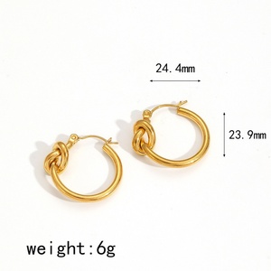 Unique Hoop Earrings Wholesale Stainless Steel Geometric Knotted Necklace and <b>Huggie</b> Earrings Jewelry Set - Product Image 2