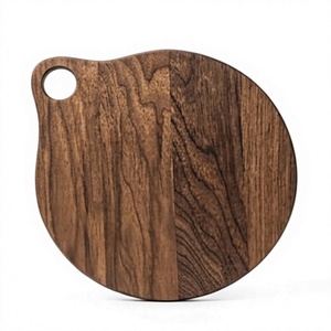 Planche à découper ronde en bois de manguier avec poignée découpée, plateau à fromage, plateau à charcuterie - Product Image 1