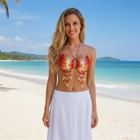 Chaîne de corps perlée faite à la main, soutien-gorge orné de perles, bijou de poitrine sexy en cristal pour femme, accessoire de plage, de festival ou de club pour l'été